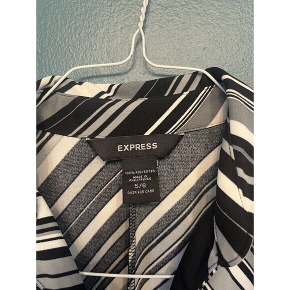 Vintage Y2K Express diagonal stripe dress with collar and waist tie size 5/6 - Picture 2 of 3